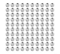 Crabop 100pcs Gold Silver Fly Tying Beads 3mm 4mm 5mm Plastic Lure Bead with Countersunk Holes for Weighted Head Fishing Flies and Crafting Materials(silver-3mm)