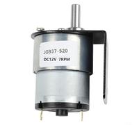 Crabop 12V DC Gear Motor JGB37-520 7RPM All-Metal Gears High Torque Reversible for Robotics Automation D-Shaft Silver