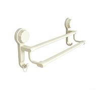 Crabop 18 Inch Two Tier Towel Rail Screw Fix Heavy Duty(White) | Dual rod layout, staggered height, quick drying, holds multiple towels, space efficient