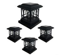 Crabop 2 Pack Solar Post Cap Lights with Crackle Glass, IP44 Waterproof Fence Pillar Lamps, for Deck Patio Garden Landscape Lighting(7color yellow)