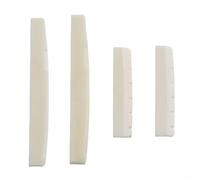 Crabop 2 Sets Acoustic Guitar Bone Nut and Saddle, 43mm x 72mm Real Bone Bridge Parts for 6 String Guitar Repair and Maintenance