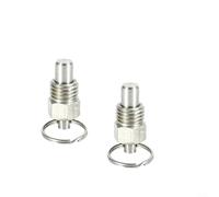 Crabop 2pcs M6 Spring Plunger with Pull Ring, 304 Stainless Steel Short Manual Retractable Indexing Pin for Mold Cabinet Industrial Equipment(M10)