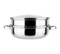 Crabop 304 Stainless Steel Double Layer Steamer Pot, Thickened Base for Fast Even Heating, Compatible with Gas Electric Induction, 30cm Household Kitchen Cookware