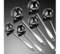 Crabop 304 Stainless Steel Soup Ladle Set Mirror Polished | 6-piece set, long handle safety, rust resistant, mirror finish, hot pot essential