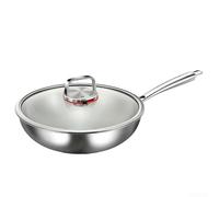 Crabop 316 Stainless Steel Wok 5-Layer Induction Non-Coating | Extra thick 5-layer core, gas electric compatible, superior retention, long-lasting performance