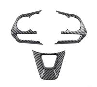Crabop 3Pcs Carbon Fiber Steering Wheel Button Cover Trim for Toyota RAV4 2019-2024, ABS Interior Decor Strip Silver Style(Carbon fiber)