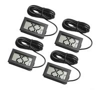 Crabop 4 Pack Digital LCD Thermometer with 2m External Sensor, Waterproof Probe Temperature Monitor for Refrigerator, Aquarium, Fish Tank