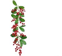 Crabop Artificial Christmas Berry Vine Garland with Realistic Leaves, Flexible Silk Rattan for Holiday Wreath and Home Decor 200cm(Model X2)