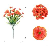 Crabop Artificial Flowers Bouquet, Artificial Morning Glory and Eucalyptus Bouquet, Realistic Silk Flowers for Wedding Home Decor (Orange)