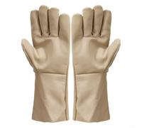 Crabop Cowhide Welding Gloves Heat Resistant with Canvas Sleeves, Flame Retardant Leather Work Gloves for Welders, Secure Grip Hand Protection(Cowhide)