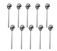Crabop Deep Bowl Soup Spoons 20cm Long Handle for Dining(Silver) | 304 steel, rust resistant, dishwasher safe, 10-piece set, daily dining essential