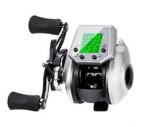 Crabop Digital Baitcasting Reel with Real-Time Temp Clock Line Length Display 7.2:1 Speed Lure Alarm Backlight for Day Night Fishing Boat Lake Silver(left)