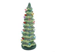 Crabop Green ABS Tabletop Xmas Tree 15cm Pre-Lit Warm Glow(30cm-color) | for durable ABS material, green color, 15cm size, pre-lit design, perfect for mantels and desks