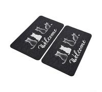 Crabop Heavy Duty Rubber Backed Doormat 40x60cm Black | Non-slip rubber backing, polypropylene loop mesh, traps dirt mud , 2-pack value, black color