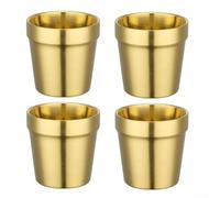 Crabop Insulated Metal Tumblers 175ml 4pcs Golden Finish | Space-saving stackable design, fits lunch boxes, prevents condensation, 175ml capacity, golden matte finish