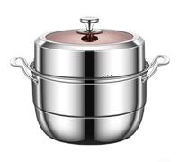 Crabop Large 5L Cooking Pot Set for Family Dinners | Two-tier structure, cook multiple dishes simultaneously, saves time, fits standard stoves, easy to clean