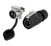Crabop LP-28 50A 2P/3P Waterproof Circular Connector, IP68 Aviation with Screw Lock for Industrial Power, Quick Connect Cable Terminal, Black(2P)