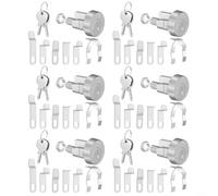 Crabop Mailbox Lock Replacement Kit,for L-1172C, Zinc Alloy Wardrobe Lock,with 2 Keys, Secure Silver Cylinder Set for Home Office Mailbox Security(6Set)