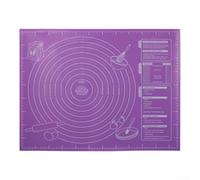 Crabop Non-Slip Silicone Pastry Mat 60x46cm with Measurements | Non-slip texture, printed measurement scales, baking instructions, 60x46cm large size, purple color