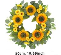 Crabop Plastic Sunflower Garland 50cm UV Resistant Outdoor | UV resistant plastic, weather for proof design, fade free colors, outdoor garden use, long lasting material