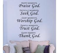 Crabop Praise God Bible Verse Wall Sticker, Removable Vinyl Decal with Scripture Quote for Home Decor, Black Religious Art for Bedroom Living Room 22.8x16.9 Inch