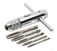 Crabop Ratcheting Tap Wrench for Precision Tapping with Alloy Steel Construction and Diamond Shaped Anti-Slip Head Suitable for M5 to Taps and 3.5mm to 12mm Sizes (Short)