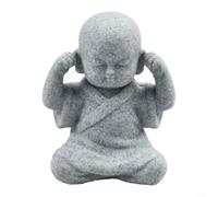 Crabop Small Wise Buddha Monk Figurine See No Evil Statue - Sandstone Resin for zen Garden Ornament for Patio Decor 4x5x6cm(D)