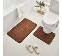 Crabop Soft Plush Rug Set 2 Piece High Density Bathroom Mats Anti Slip Microfiber Shaggy Carpet U Shaped Toilet Mat Grey Black Red