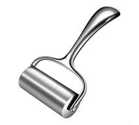 Crabop Stainless Steel Rolling Pin 304 Grade Non-Slip Handle Roller Tool for Dough Pastry Dumpling Bun Noodle Making Kitchen Baking Silver