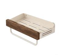 Crabop Walnut Wood Wall Mounted Shelf, Carbon Steel Floating Rack for Seasoning Storage, No Drilling Kitchen Organizer, 30cm Bathroom Spice Holder(30cm)