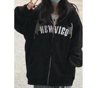 Crabop Women's Zip Hoodie Thin Print Devil for horn Street Style Women's | Soft polyester material, comfortable touch, for relaxed casual fit, graphic lettering, easy care wash