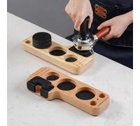 Crabop Wooden Portafilter Holder 5-in-1 Tamper Stand for 51/53/58mm Baskets, Espresso Distributor Organizer with Brush Slot for Home for BARISTA Station(Pine wood)