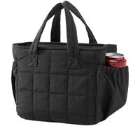 Crabop Work Lunch Bag 7L Insulated for Office Commute(Black) | Water-resistant Oxford cloth, easy wipe-clean, stain , pearl cotton padding, for durable build