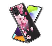 CRABOT Compatible with OPPO Find X5 PRO 5G Case Ultra Thin Anti Shockproof Silicone Pattern Scratch Resistant Cover+1PCS Screen Protector-Peach Blossom