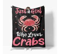 Crabs Blanket Just A Girl Who Love Crabs Fleece Throw Blanket Super Soft Warm Cozy Fuzzy Plush Crab Blanket Gifts for Men Women Girls Boys Kids Teens Room Decor 40"X50"