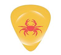 Crabs Guitar Picks 12 Pack Universal ABS Guitar Picks,Icon in an Abstract Bubble on Yellow Background Seafood Theme,for Acoustic and Electric Guitar,Marigold Dark Coral White