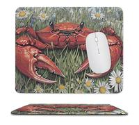 Crabs in The Daisy Flowers Mouse Pad Waterproof Ultra-Thin Non-Slip Rubber Base Square Mouse Mat Gaming Mousepad 9.8"x11.8"