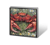 Crabs in The Daisy Flowers Square Enamel Brooch Pin Button Badges Decoration Hat Clothing Bag Accessories Gift Crafts