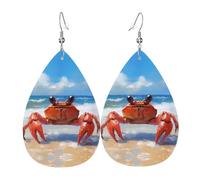Crabs on the beach Leather earrings, European and American style earrings for young women, birthday gifts/Valentine's Day gifts