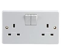 Crabtree 13A 2 Gang Single Pole Switched Socket with Twin Earth