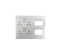 Crabtree 4318/WH Multimedia Lounge Plate - 2 x 13A Twin Sockets & 2 x 3W Euromodule Apertures