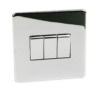 Crabtree 7173/HPC Triple Highly Polished Lightswitch Screwless Flatplate