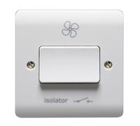 Crabtree CR1008 Instinct White Moulded 10A TP Fan Isolator Switch with Isolator & Fan Symbol