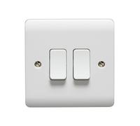 Crabtree CR1272 Instinct White Moulded 10AX 2 Gang 2 Way Switch