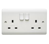 Crabtree CR1306/D Instinct White Moulded 13A 2 Gang DP Switched Socket Dual Earth