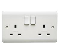 Crabtree CR1306 Instinct White Moulded 13A 2 Gang SP Switched Socket Dual Earth