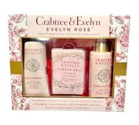 Crabtree & Evelyn EVELYN ROSE Hand Therapy, Bar Soap, Body Mist Gift Set - Full Size