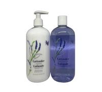 Crabtree & Evelyn Lavender Bath & Shower Gel + Body Lotion Set | 500mL each