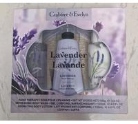 Crabtree & Evelyn Lavender Hand Cream 100g Body Wash + Lotion 4 Piece Gift Set