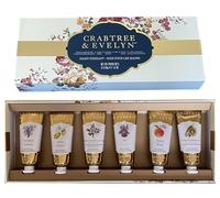 CRABTREE & EVELYN Luxury Hand Therapy Gift Set, 6 Premium Hand Creams with Vanilla & Shea Butter, Lemon, Wisteria, Iris, Peach and Sweet Almond Oil, 45g each